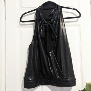 Robert Rodriguez Faux Wrap Blouse Black Metallic